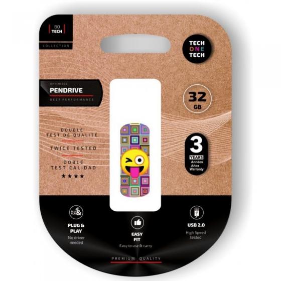 Pendrive 32GB Tech One Tech Emoji guiño USB 2.0 - Imagen 1