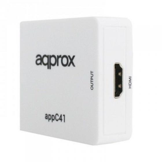 ADAPTADOR RCA A HDMI APPROX APPC41 - RESOLUCIÓN HASTA 1080P - ALIMENTACIÓN MICROUSB - BLANCO