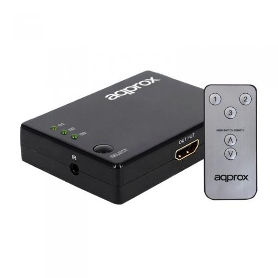 SWITCH MULTIPLEXOR HDMI APPROX APPC29V2 - 3 ENTRADAS - 1 SALIDA - BOTÓN MANUAL + CONTROL REMOTO - RENDIMIENTO HASTA 2.5GBPS - Im