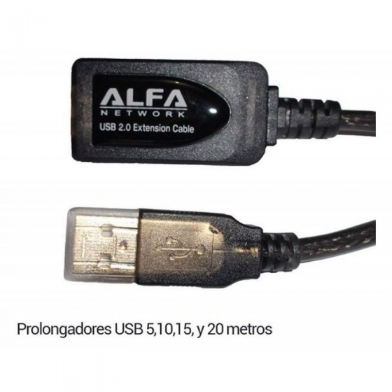 ALARGADOR USB ALFA NETWORK AUSBC-20M - CONECTORES MACHO-HEMBRA - PLUG AND PLAY - USB2.0 - 20 METROS