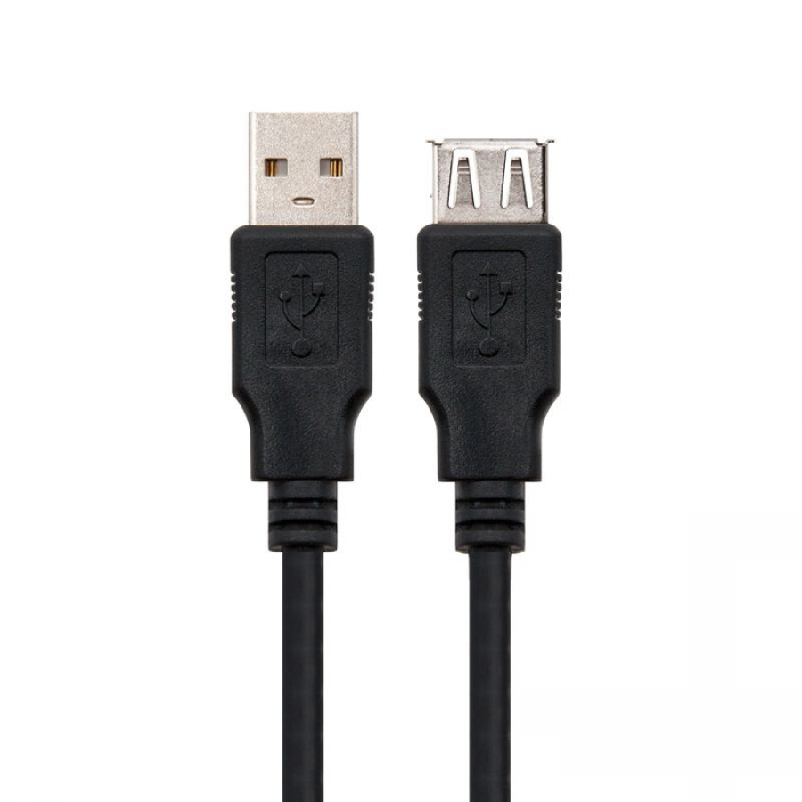 Cable Alargador USB Nanocable 10.01.0204-BK/ USB Macho - USB Hembra/ 3m/ Negro - Imagen 1