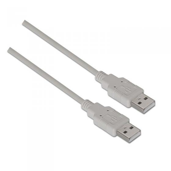 Cable USB 2.0 Aisens A101-0022/ USB Macho - USB Macho/ 2m/ Beige