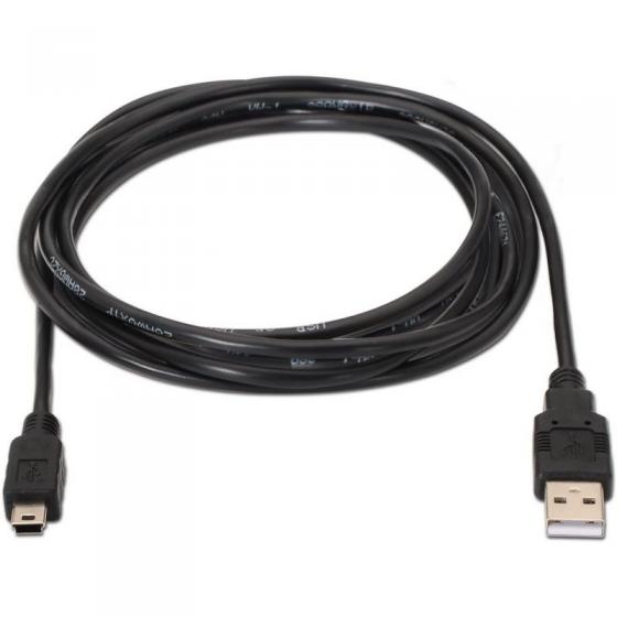 Cable USB 2.0 Aisens A101-0023/ USB Macho - USB Mini Macho/ 0.5m/ Negro