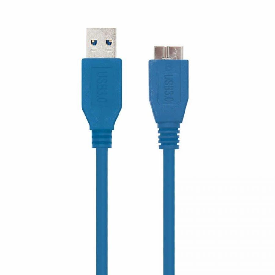 CABLE USB 3.0 NANOCABLE 10.01.1101-BL - CONECTORES USB A/M-MICRO B/M - 1M - AZUL - Imagen 1