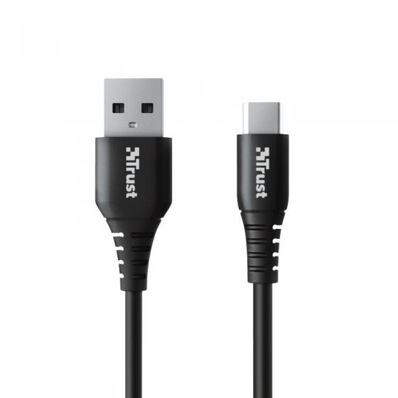 Cable USB 2.0 Trust Ndura 23568/ USB Macho - USB Tipo-C Macho/ 1m/ Negro