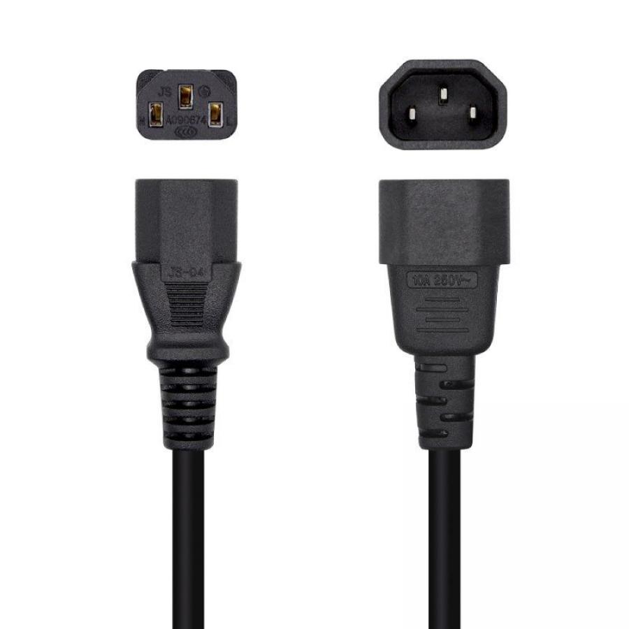 Cable Alimentación Aisens A132-0466/ C13 Hembra - C14 Macho/ 3m/ Negro - Imagen 1
