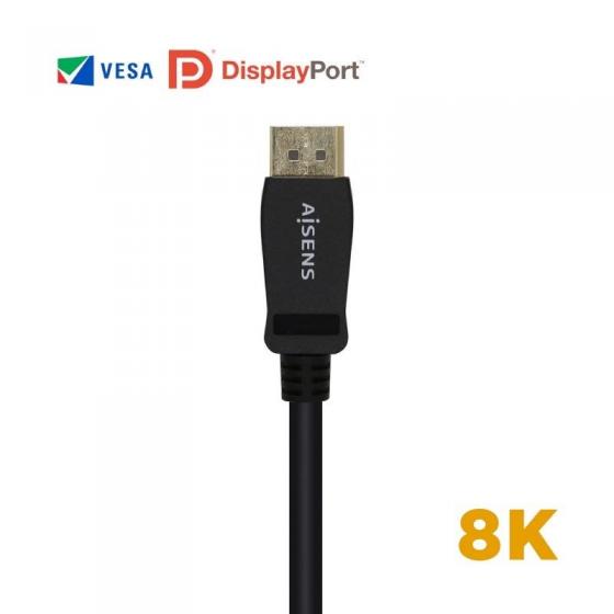Cable Displayport 1.4 8K Aisens A149-0430/ Displayport Macho - Displayport Macho/ 0.5m/ Certificado/ Negro - Imagen 2