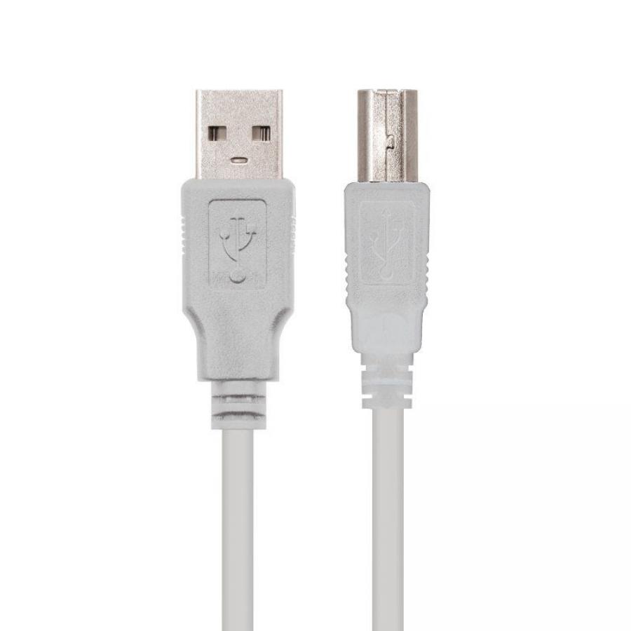 Cable USB 2.0 Impresora Nanocable 10.01.0105/ USB Macho - USB Macho/ 4.5m/ Beige - Imagen 1