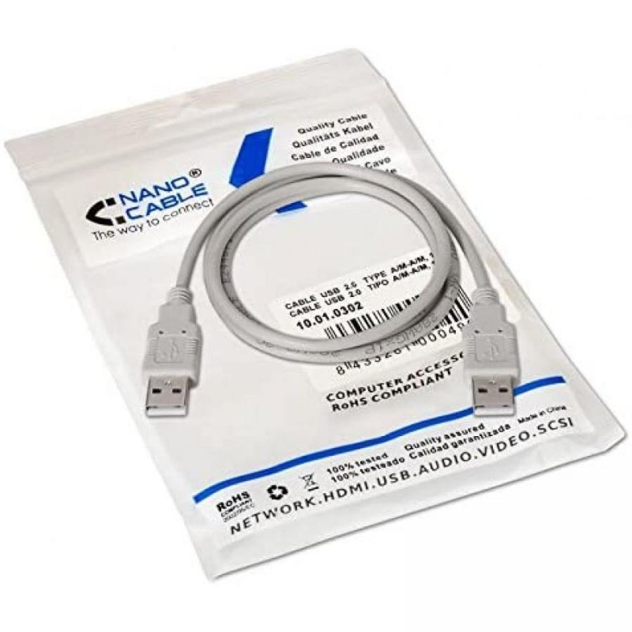 Cable USB 2.0 Nanocable 10.01.0303/ USB Macho - USB Macho/ 2m/ Beige - Imagen 4