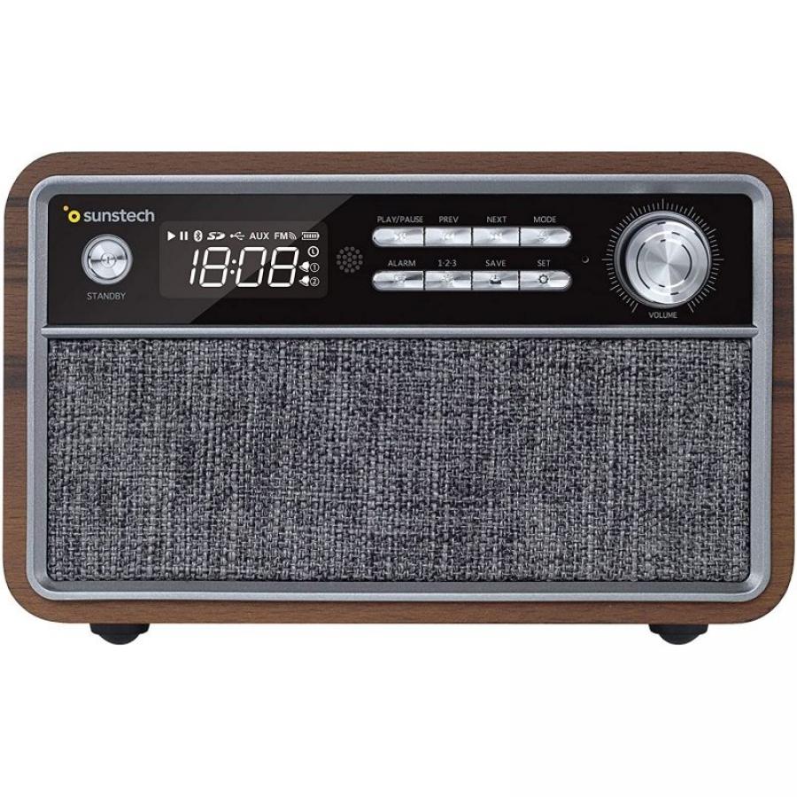 RADIO RETRO SUNSTECH RPBT500WD MADERA - 2*3W RMS - FM - BT 4.2 - RELOJ Y ALARMA - USB/SD/AUX-IN - MP3 - MANDO A DISTANCIA - MICR