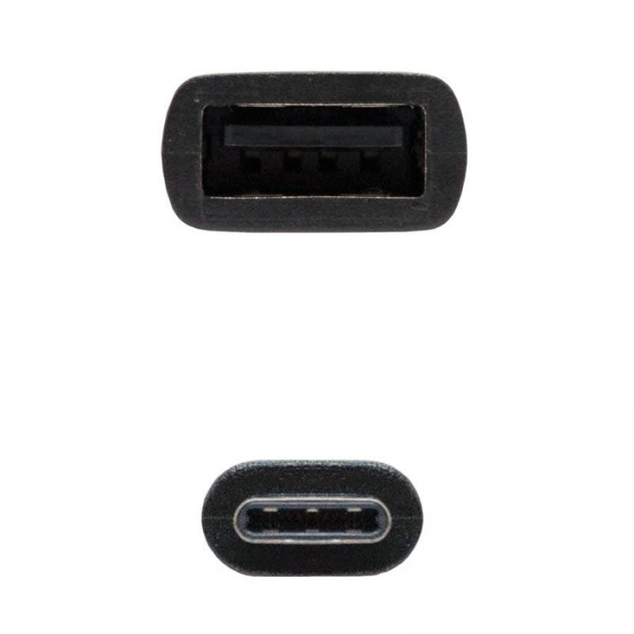 Cable USB 2.0 Nanocable 10.01.2400/ USB Tipo-C Macho - USB Hembra/ 15cm/ Negro - Imagen 2