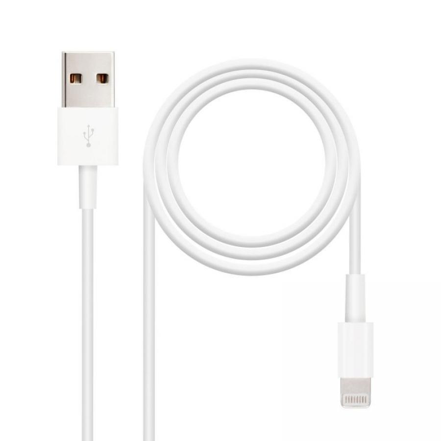 Cable USB 2.0 Lightning Nanocable 10.10.0402/ USB Macho - Lightning Macho/ 2m/ Blanco - Imagen 3