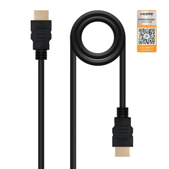 Cable HDMI 2.0 4K Nanocable 10.15.3601-L150/ HDMI Macho - HDMI Macho/ 1.5m/ Certificado/ Negro