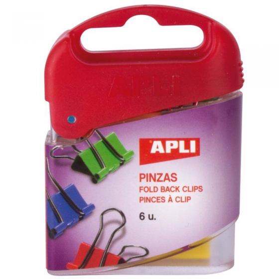 Pinzas Sujetapapeles Abatibles Apli 12675/ 19 mm/ 6 unidades/ Colores Surtidos - Imagen 1