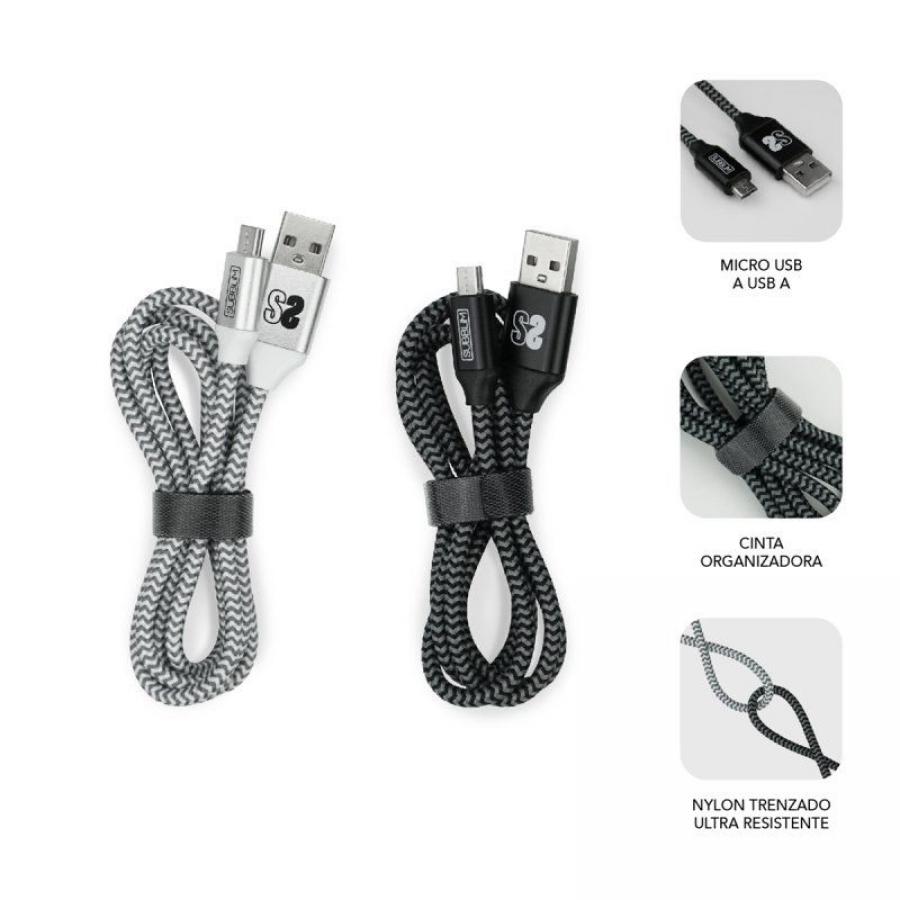 Cable USB 2.0 Subblim SUB-CAB-1MU001 Pack 2/ MicroUSB Macho - USB Macho/ 1m/ Negro y Plata - Imagen 3