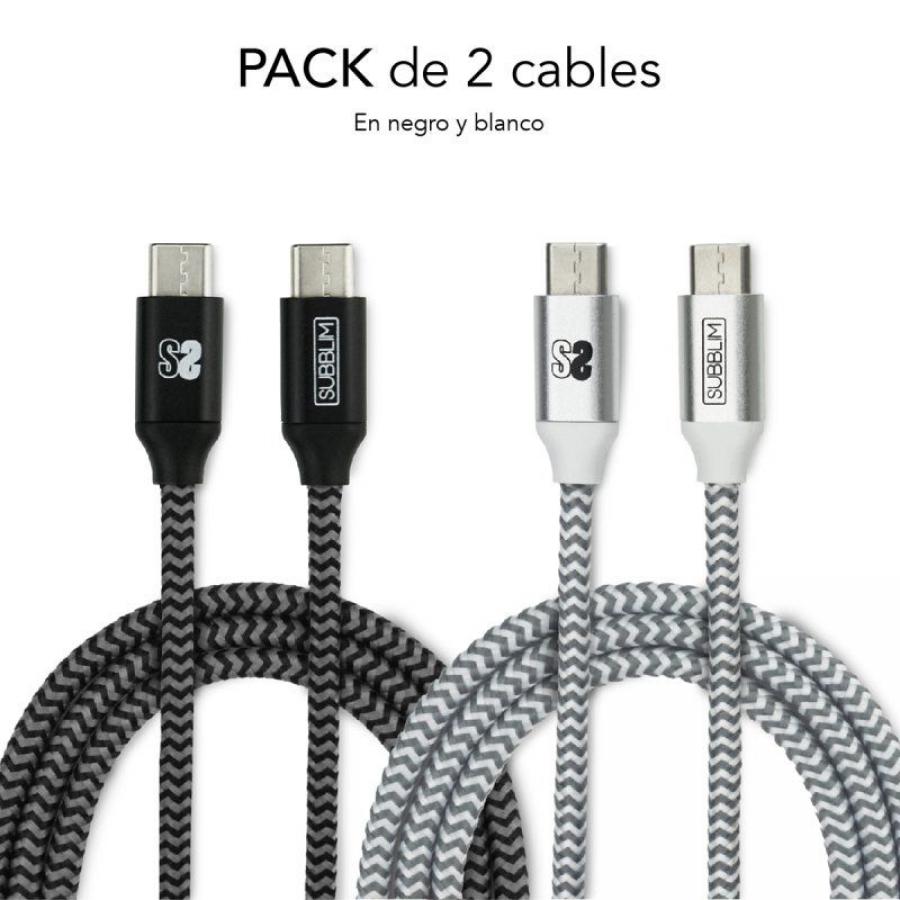 Cable USB 2.0 Tipo-C Subblim SUB-CAB-4CC001 Pack 2/ USB Tipo-C Macho - USB Tipo-C Macho/ 1m/ Negro y Plata - Imagen 4