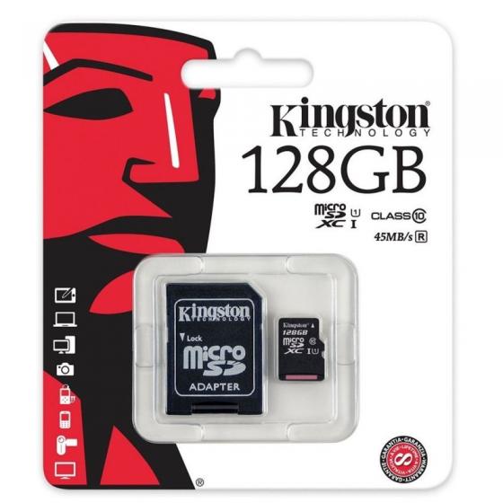 TARJETA MICROSD XC + ADAPTADOR KINGSTON - 128GB - CLASE 10 - 45MB/S - Imagen 1