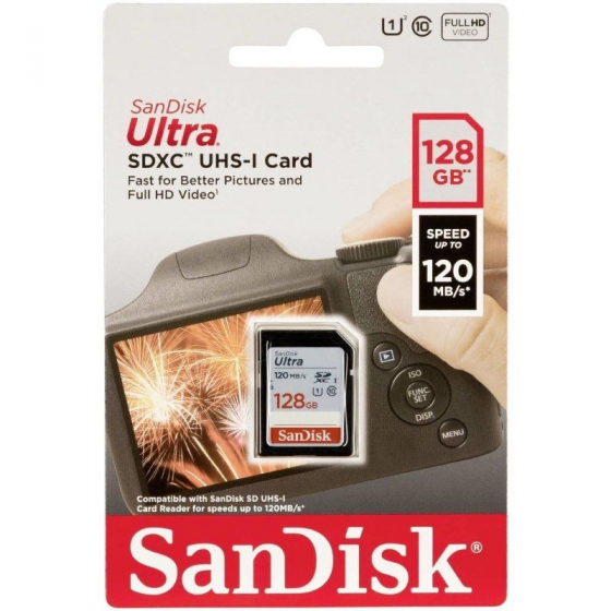 Tarjeta de Memoria SanDisk Ultra 128GB SD XC UHS-I - SDXC/ Clase 10/ 120MBs