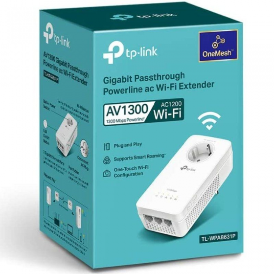 Adaptador Powerline TP-Link TL-WPA8631P 1300Mbps Alcance 300m