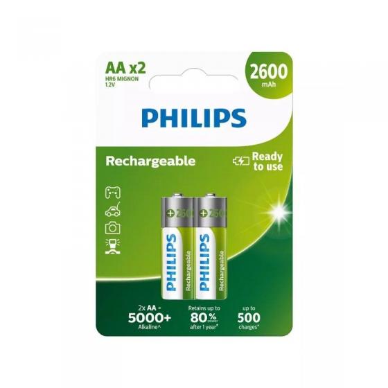Pack de 2 Pilas AA Philips R6B2A260/10/ 1.2V/ Recargables - Imagen 1