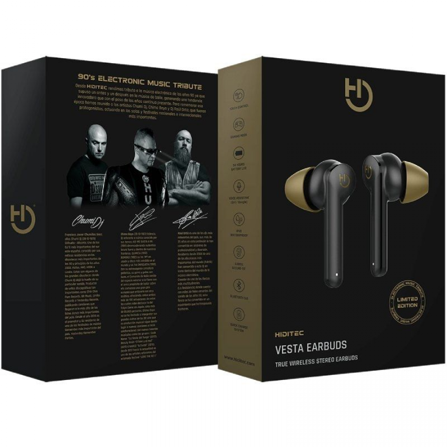 Auriculares Bluetooth Hiditec Vesta Limited Edition con estuche de carga/ Autonomía 8h/ Negros - Imagen 5