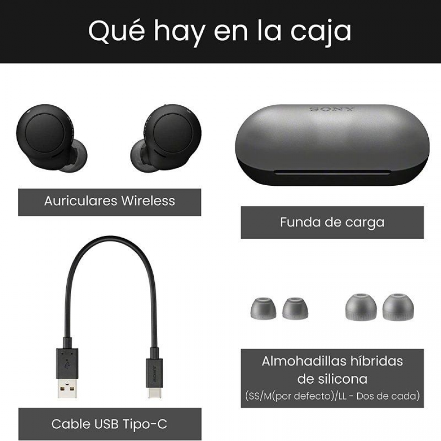 Auriculares Bluetooth Sony WF-C500 con estuche de carga/ Autonomía 5h/ Negros - Imagen 4