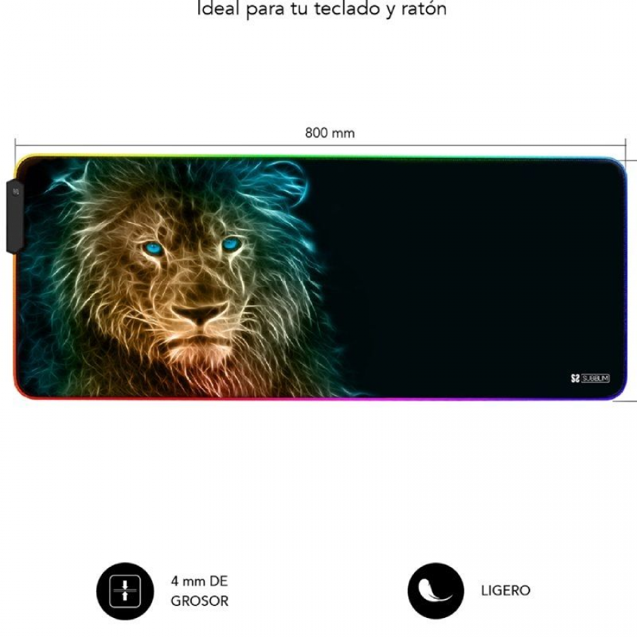 Alfombrilla Subblim SUBMP-02RGB10 LED RGB Lion XL/ 800 x 300 x 4 mm - Imagen 4