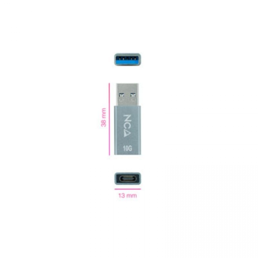 Adaptador USB 3.1 Nanocable 10.02.0013/ USB A Macho - USB-C Hembra
