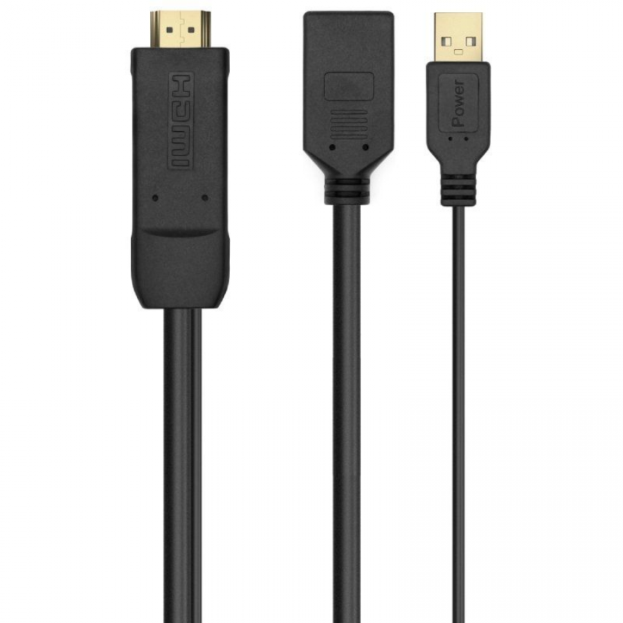 Cable Conversor Aisens A122-0642/ Displayport Macho - HDMI Macho - Displayport Hembra - USB Macho/ 10m + 10m/ Negro