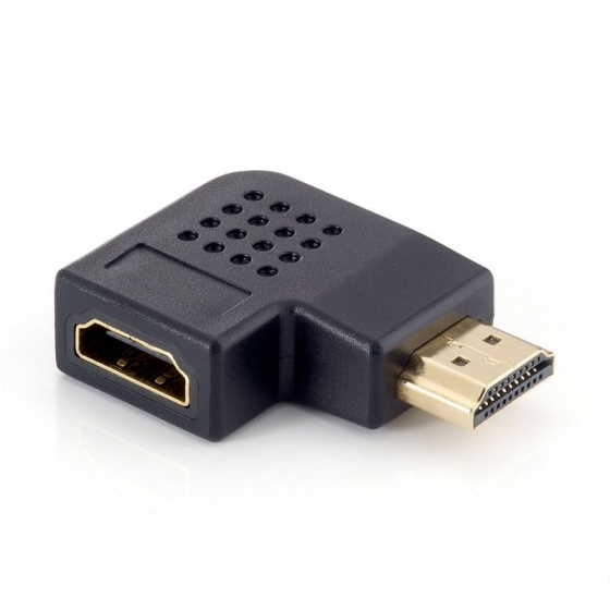 ADAPTADOR HDMI EQUIP 118910 - CONECTOR A-MACHO/CONECTOR A-HEMBRA - DISEÑO EN ÁNGULO DE 90º - CONECTORES BAÑADOS EN ORO