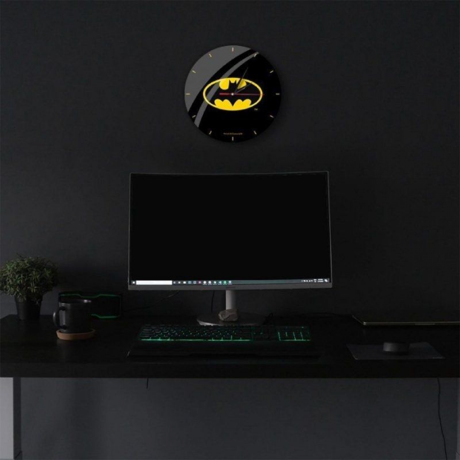 Reloj de Pared Leotec Brillo Batman 004/ Negro