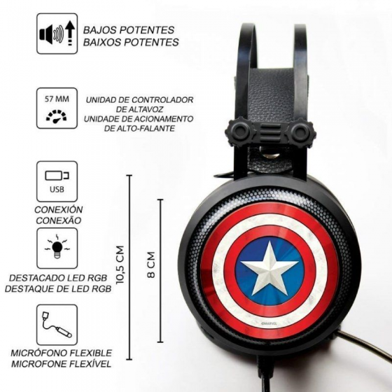 Auriculares Gaming con Micrófono Leotec Captain America 001 Marvell Jack 3.5