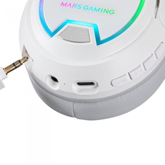 Auriculares Gaming con Micrófono Inalámbricos Mars Gaming MHW100/ Jack 3.5/ USB 2.4 Ghz/ Blancos