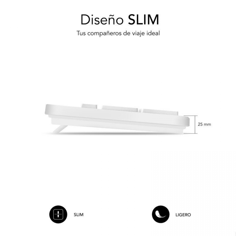 Teclado Subblim Business Slim Silencioso/ Blanco
