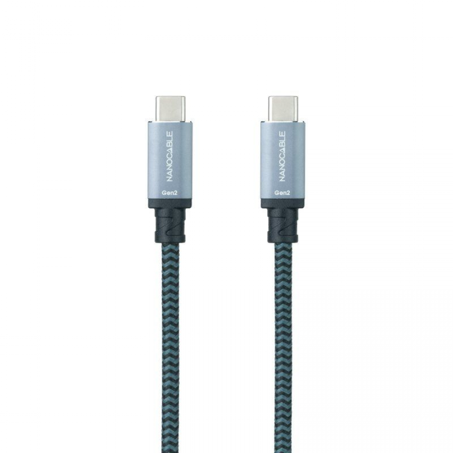 Cable USB 3.1 Nanocable 10.01.4102-COMB/ USB Tipo-C Macho - USB Tipo-C Macho/ 2m/ Gris y Negro