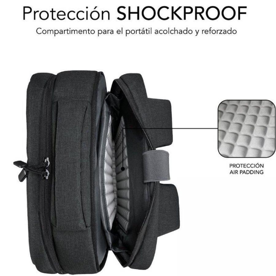Mochila Subblim Traveller Airpadding Backpack para Portátiles hasta 15.6'/ Puerto USB/ Gris