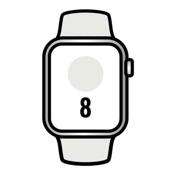 Apple Watch Series 8/ GPS/ Cellular/ 45mm/ Caja de Aluminio Plata/ Correa Deportiva Blanca