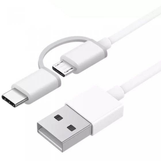 Cable USB 2.0 Xiaomi Mi 2-in-1 USB Cable SJV4082TY USB Macho - Micro USB Macho/ USB Tipo-C Macho/ 1m/ Blanco