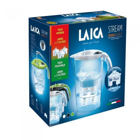 Pack Jarra Filtrante Laica Stream Line 2.3L Blanca Jarra + 3 Filtros BI-FLUX