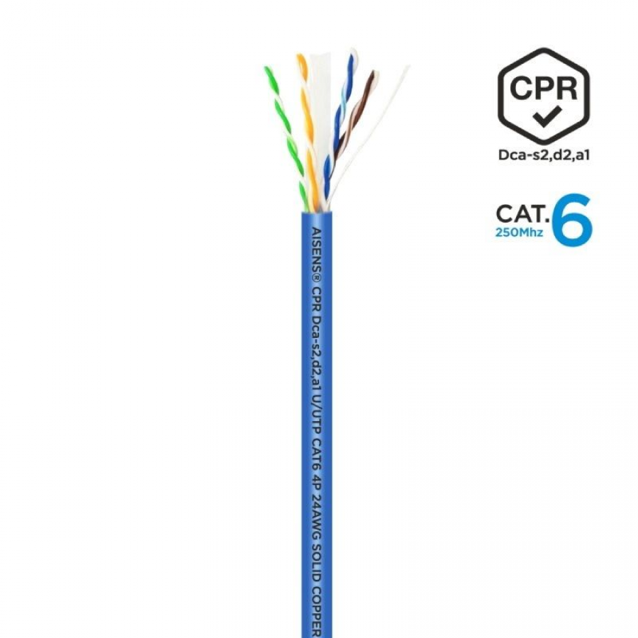 Bobina de Cable RJ45 UTP AWG24 Aisens A135-0662 Cat.6/ 100m/ Azul