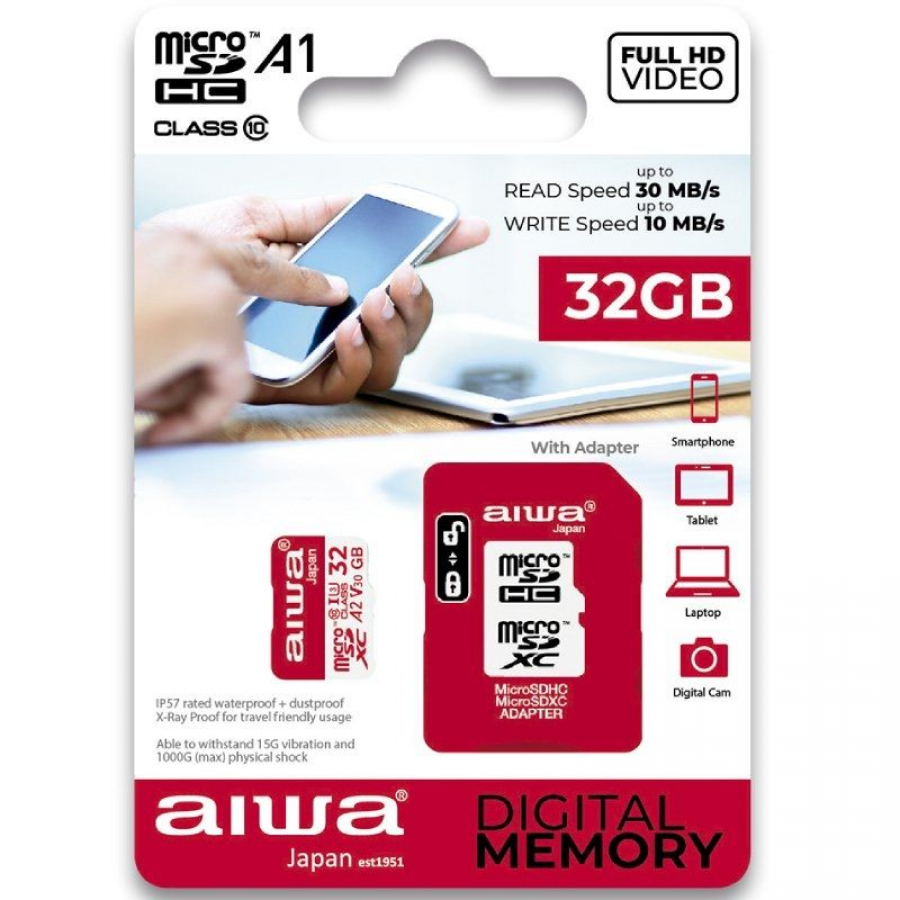Tarjeta de Memoria Aiwa MSDC10 32GB microSD HC con Adaptador/ Clase 10/ 30MBs