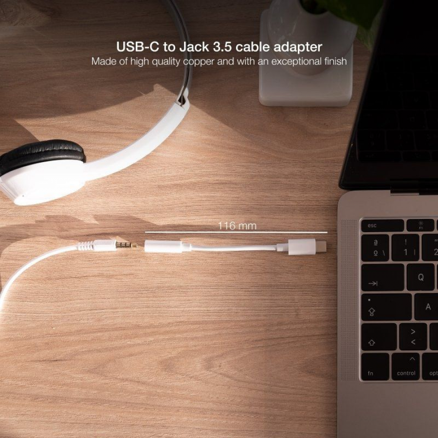 Adaptador USB Tipo-C Nanocable 10.24.1205-W/ USB Tipo-C Macho - Jack 3.5 Hembra