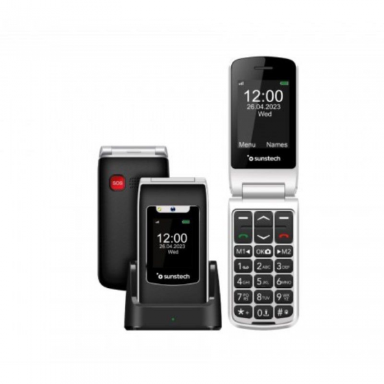 Teléfono móvil con tapa para mayores SPC STELLA 2, con pantalla de 2,4'',  Botón SOS con 5 contactos, Configuración a distancia, base de carga en  TELEVER