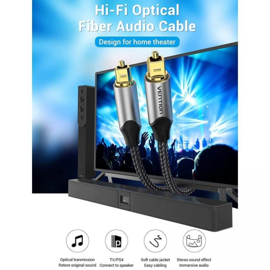 Cable de Audio de Fibra óptica Vention BAVHH/ 2m/ Gris