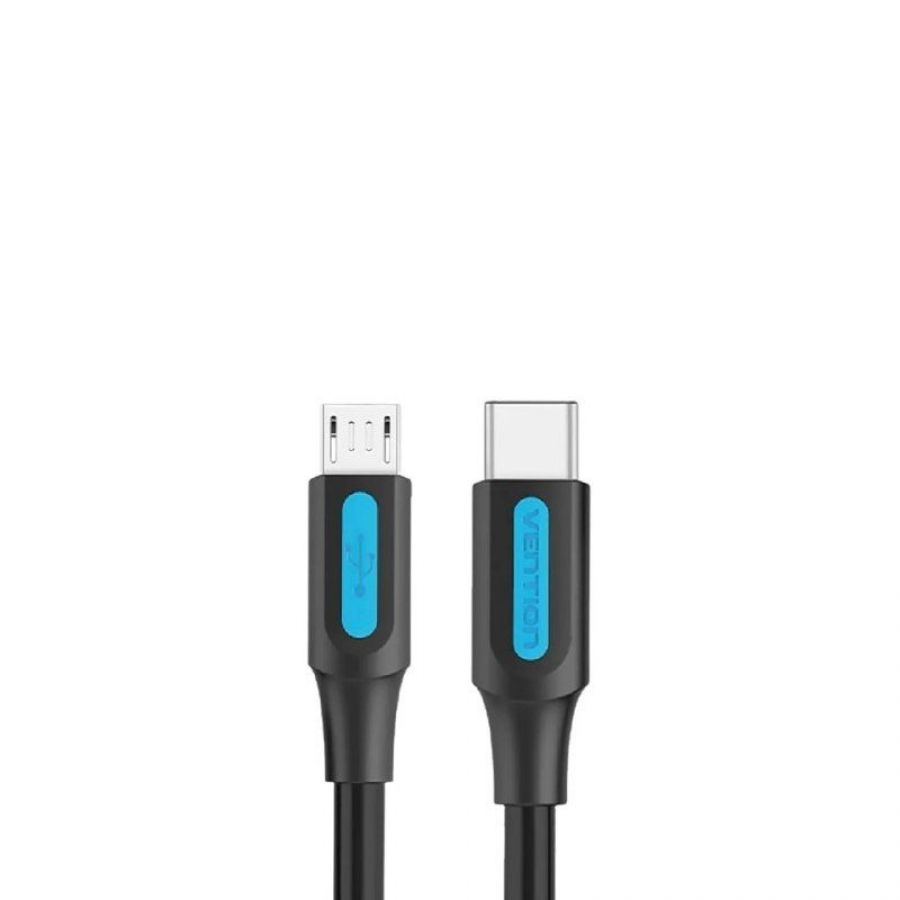 Cable USB 2.0 Tipo-C Vention COVBD/ USB Tipo-C Macho - MicroUSB Macho/ 50cm/ Negro