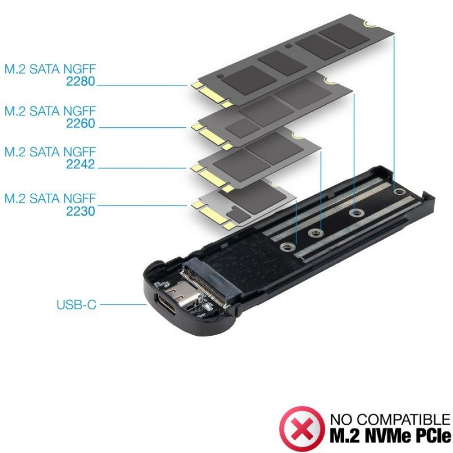 Caja Externa para Disco SSD M.2 NGFF TooQ TQE-2202BR/ USB 3.1 Gen2/ Sin tornillos