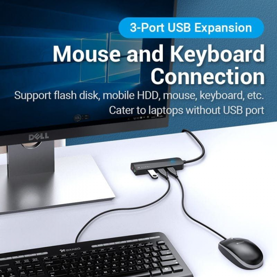 Hub USB 3.0 con Tarjeta de Sonido Vention CHIBB/ 3xUSB/ 1xMicroUSB PD